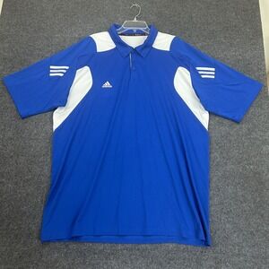 ADIDAS Scorch Men's 3XT Polo Shirt Clima Cool Blue White Short Sleeve